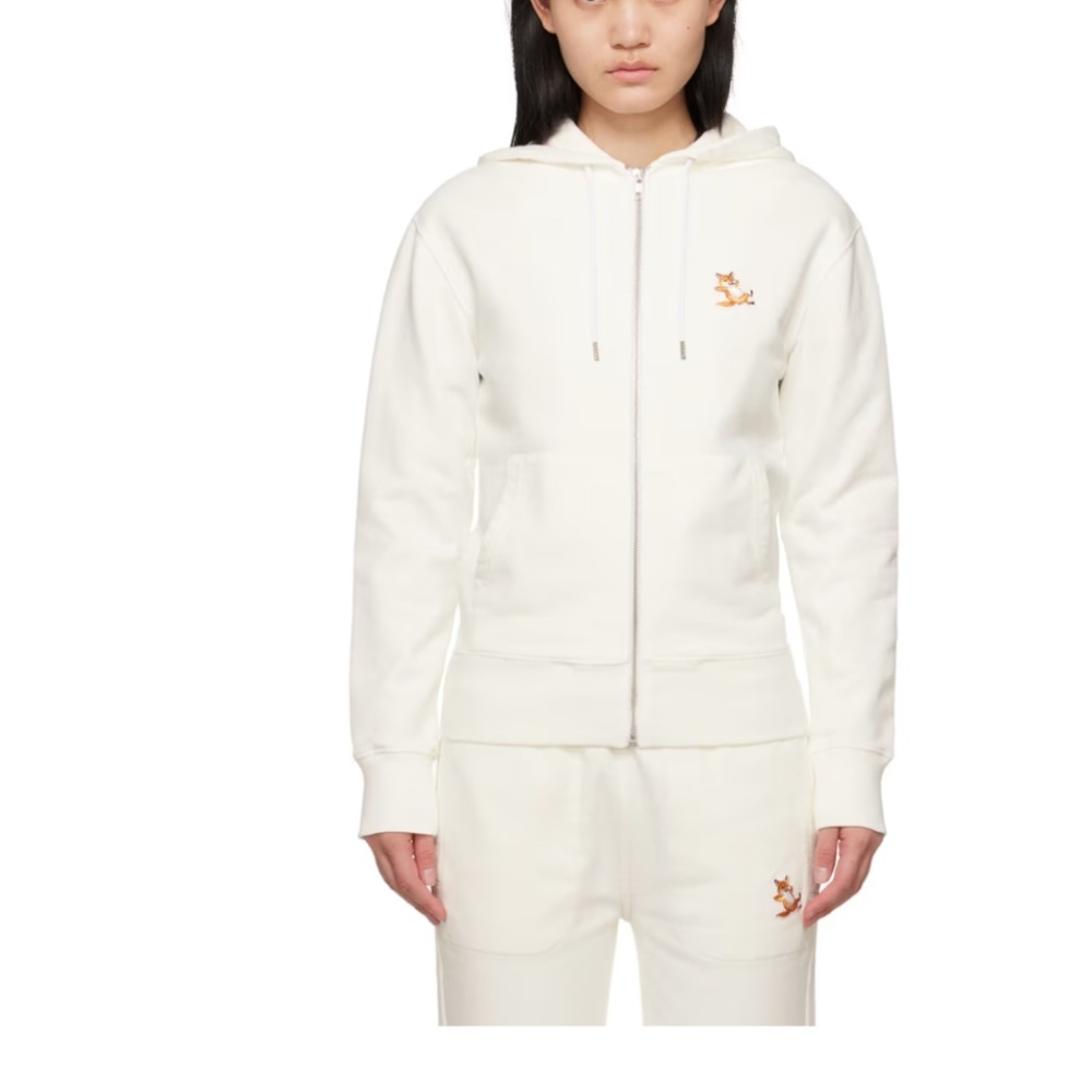 Maison Kitsune white chillax fox hoodie L